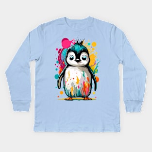 Baby Penguin Colourful - Cute Penguin Kids Long Sleeve T-Shirt